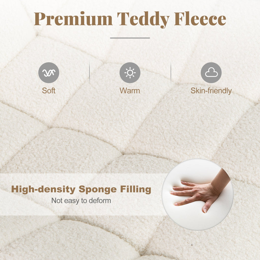 Teddy Fleece Armless Office Chair Makeup Vanity Chair-White