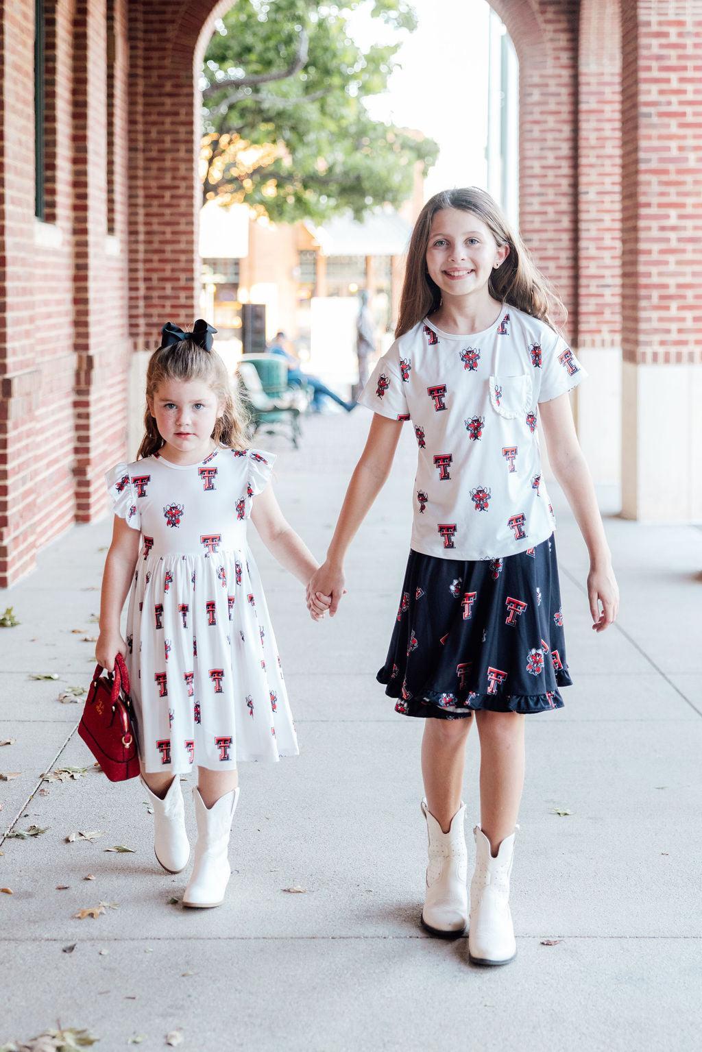 Texas Tech White Raider Red Ruffle Pocket Tee
