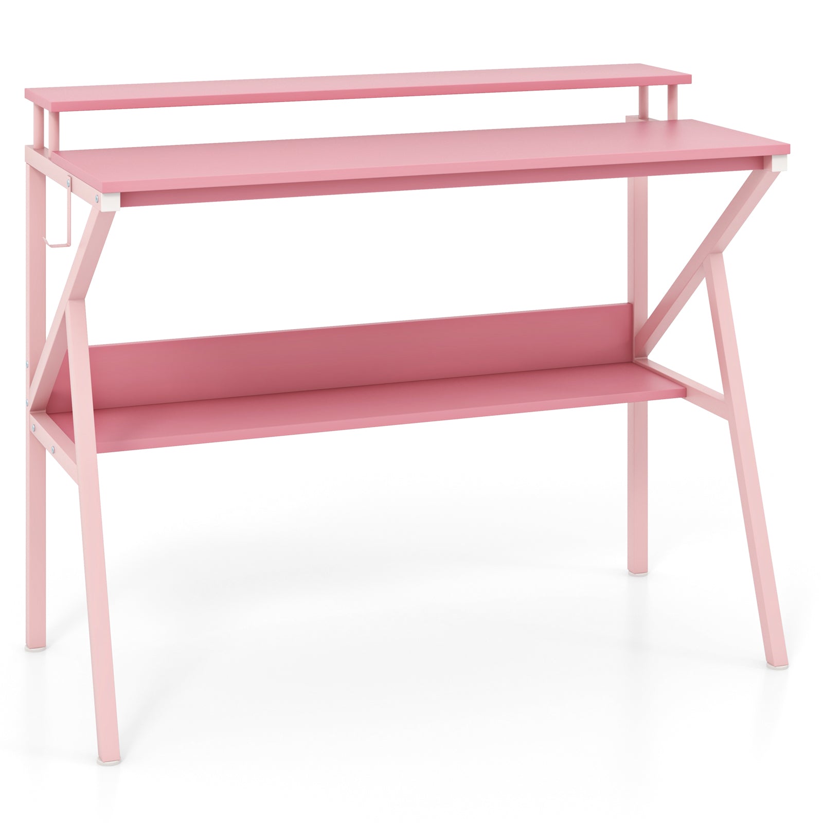 Space Saving Computer Desk with Monitor Stand and Extra Storage Shelf for Work Study