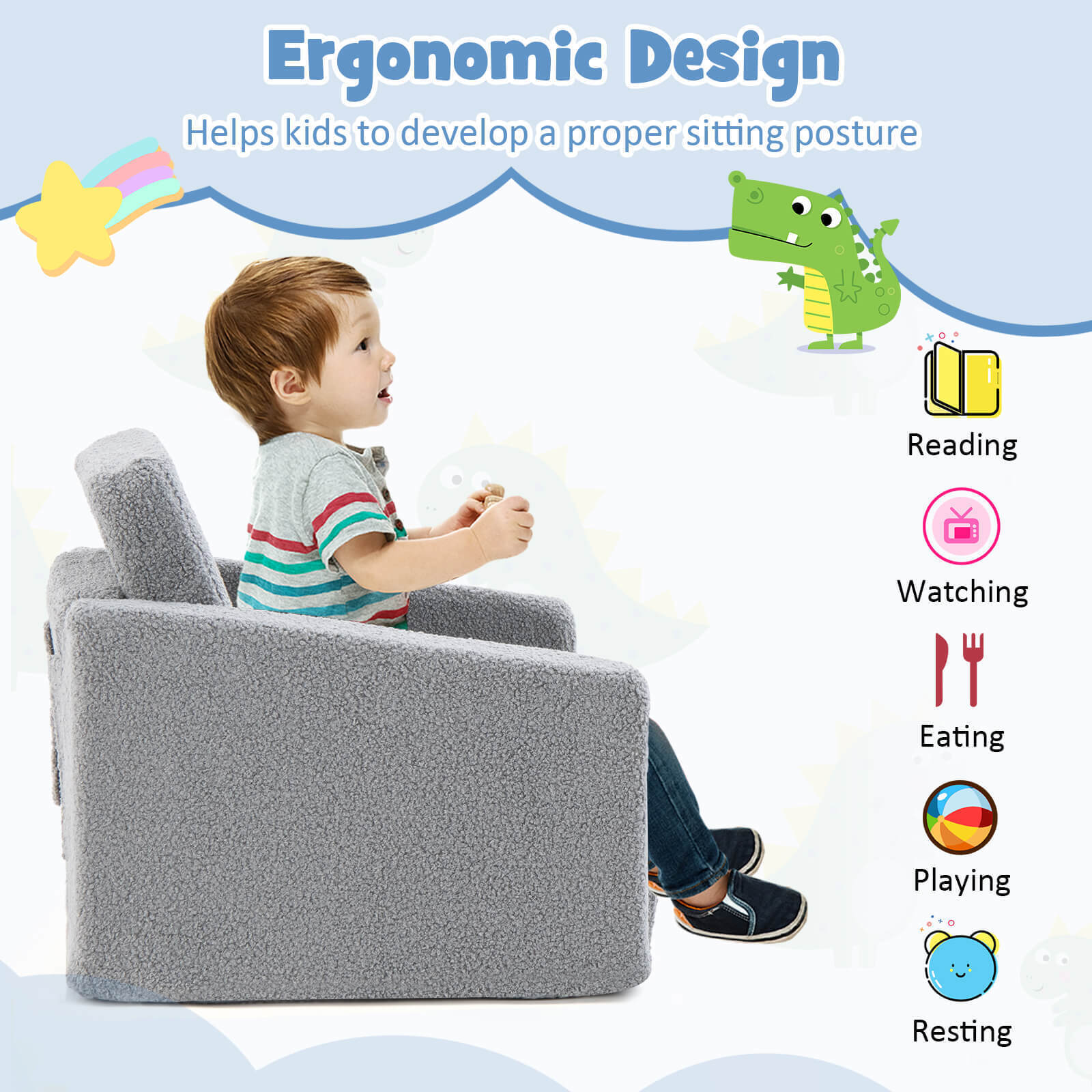 2-in-1 Children’s Convertible Sofa to Lounger-L