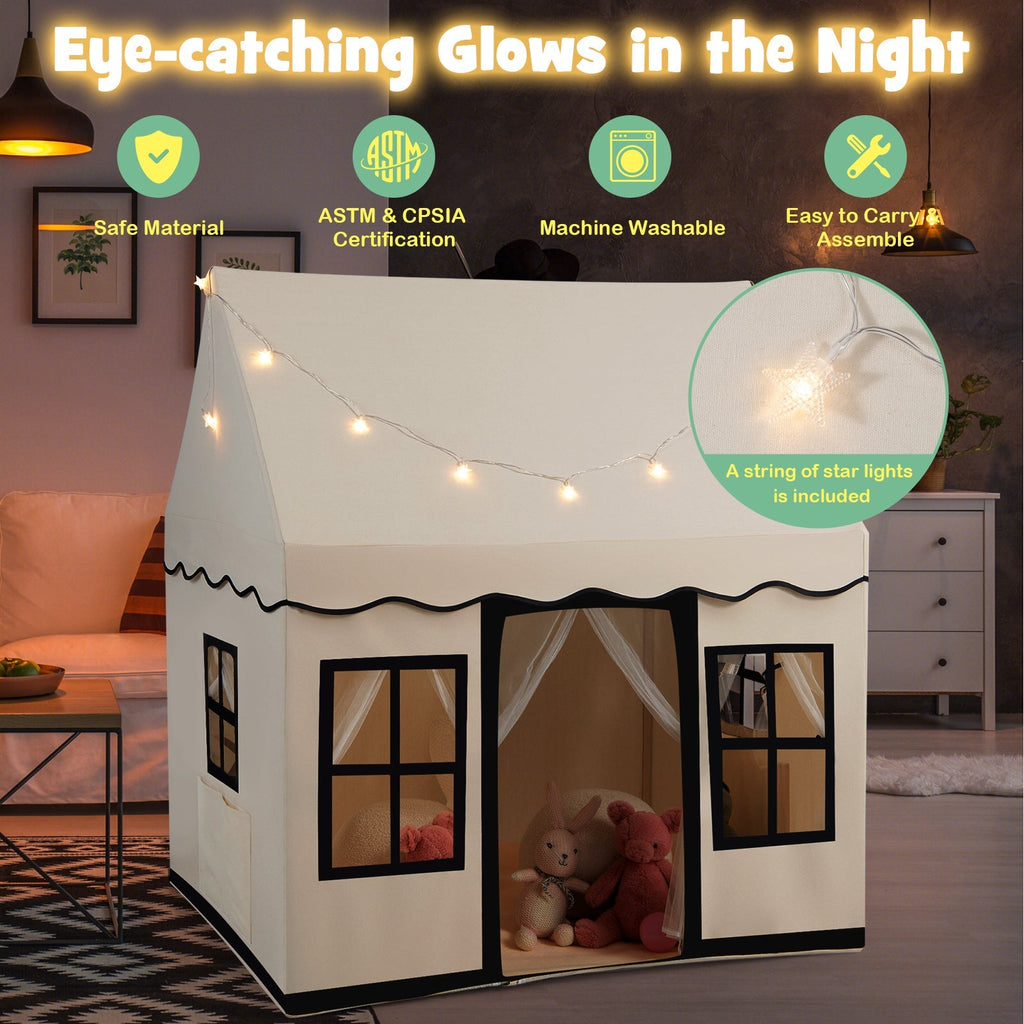 Toddler Large Playhouse with Star String Lights