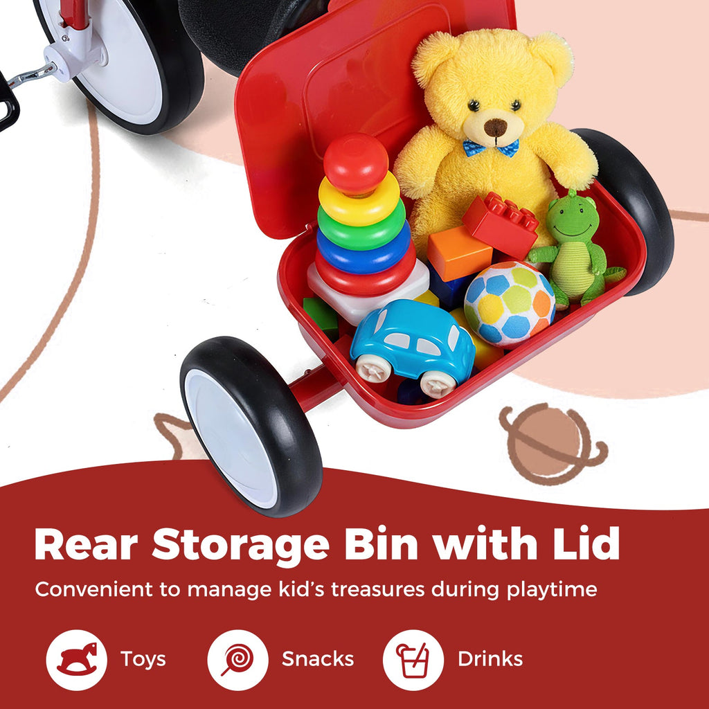 Toddler Tricycle with Glowing Wheels and 4-Level Adjustable Seat