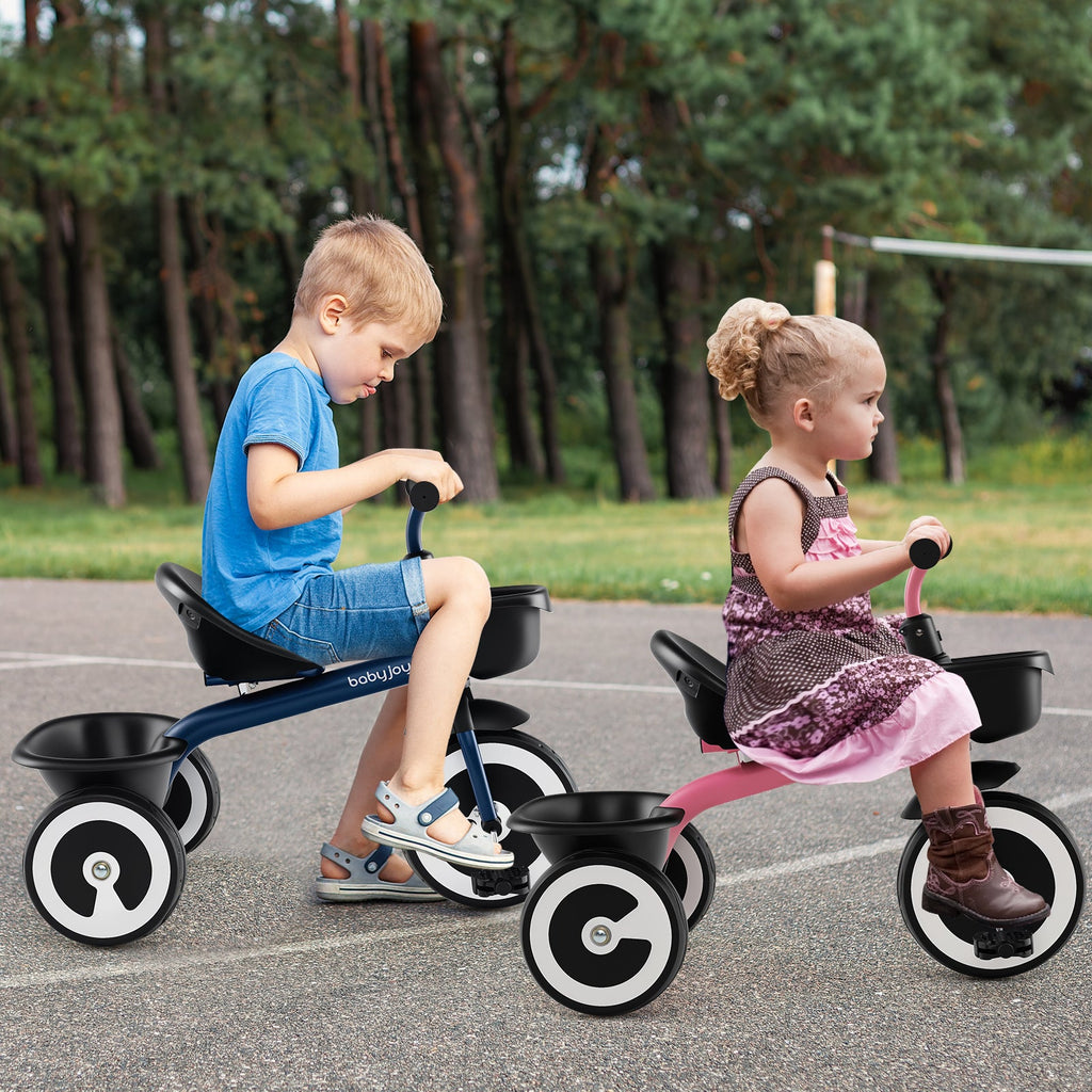 Toddler Tricycle with Adjustable Seat and Storage Baskets for 1.5-5 Years Old