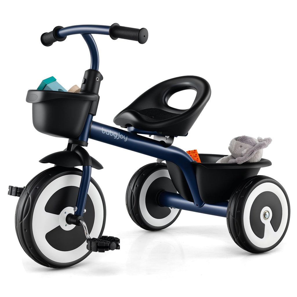 Toddler Tricycle with Adjustable Seat and Storage Baskets for 1.5-5 Years Old