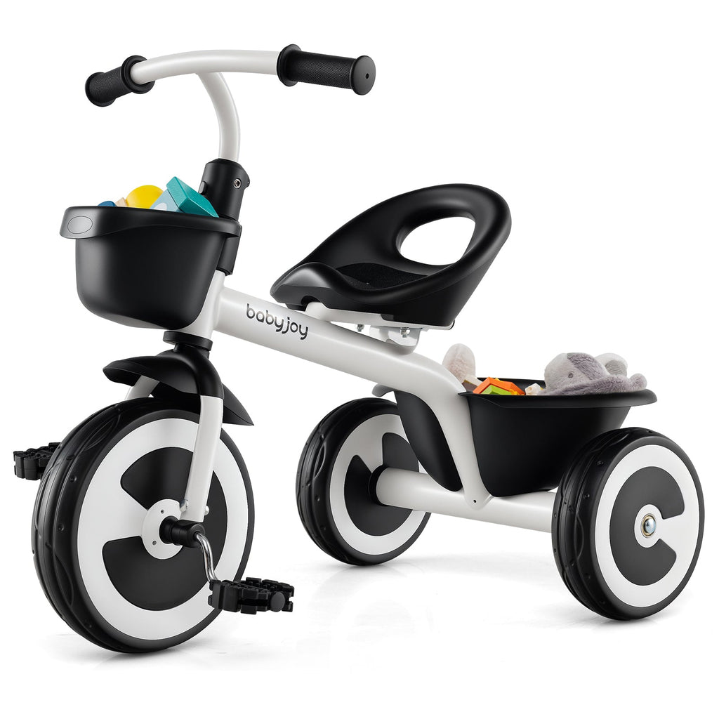 Toddler Tricycle with Adjustable Seat and Storage Baskets for 1.5-5 Years Old