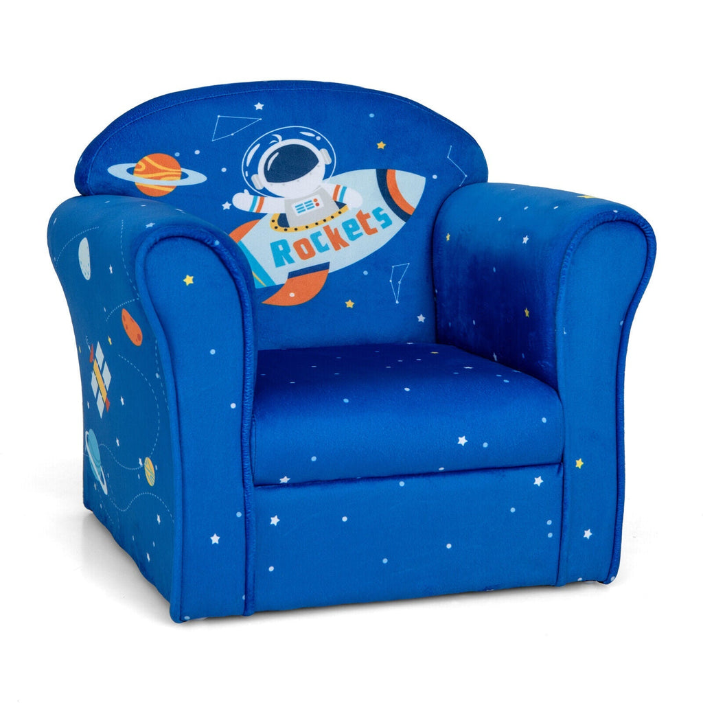 Toddler Upholstered Armchair with Solid Wooden Frame and High-density Sponge Filling