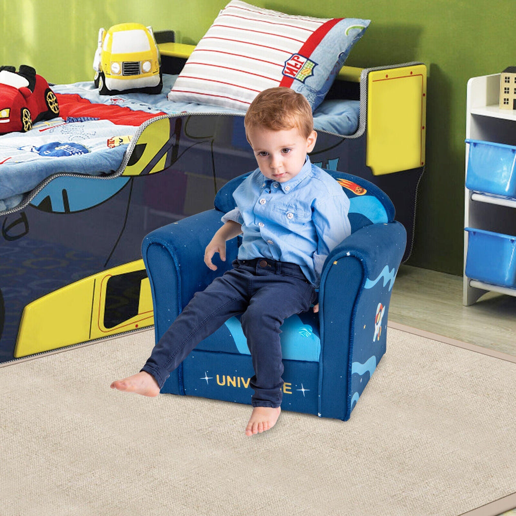 Toddler Upholstered Armchair with Solid Wooden Frame and High-density Sponge Filling