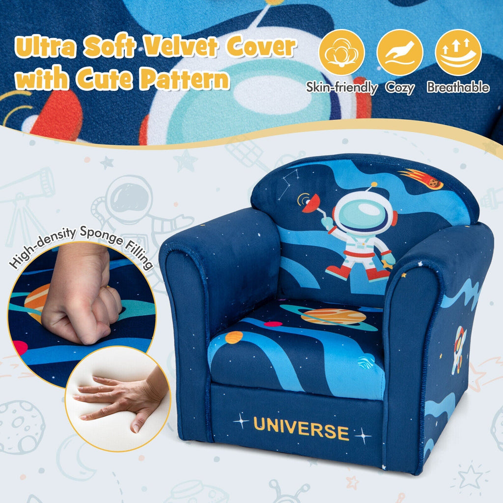 Toddler Upholstered Armchair with Solid Wooden Frame and High-density Sponge Filling