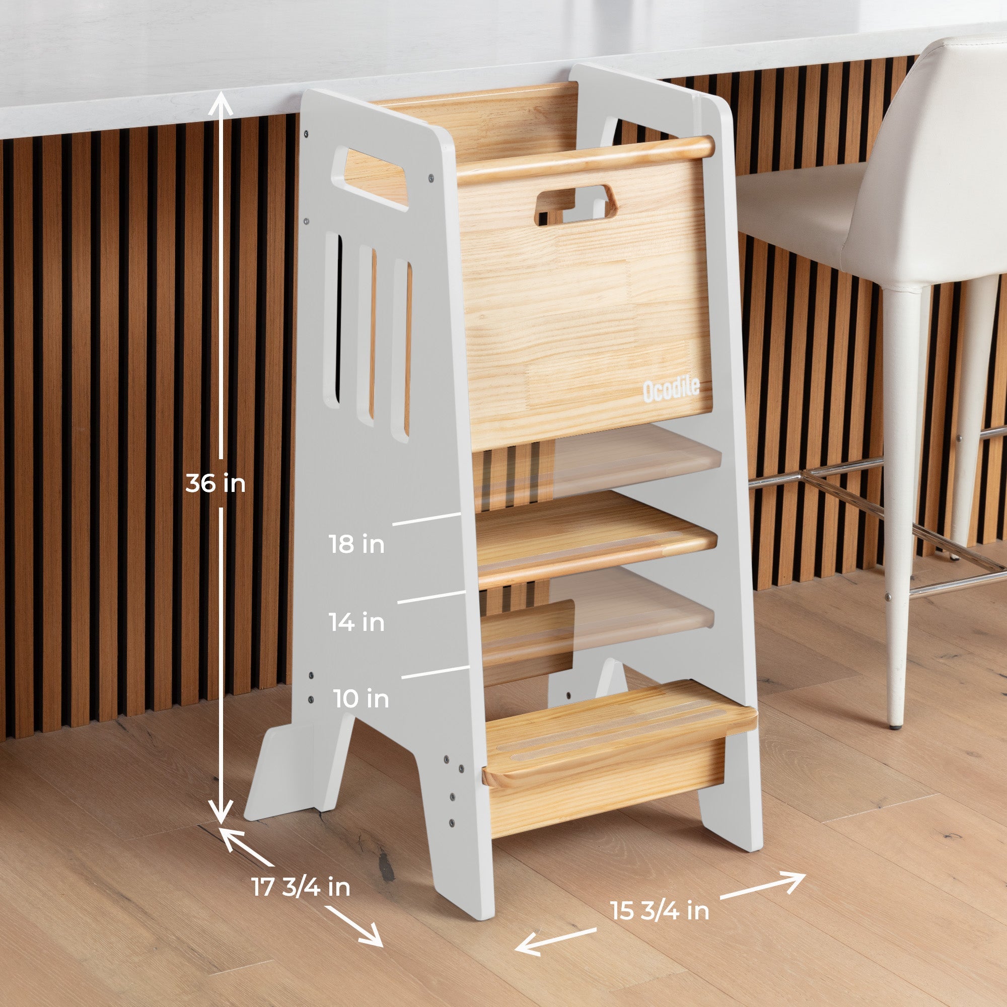 Standing Toddler Tower with Sliding Safety Door