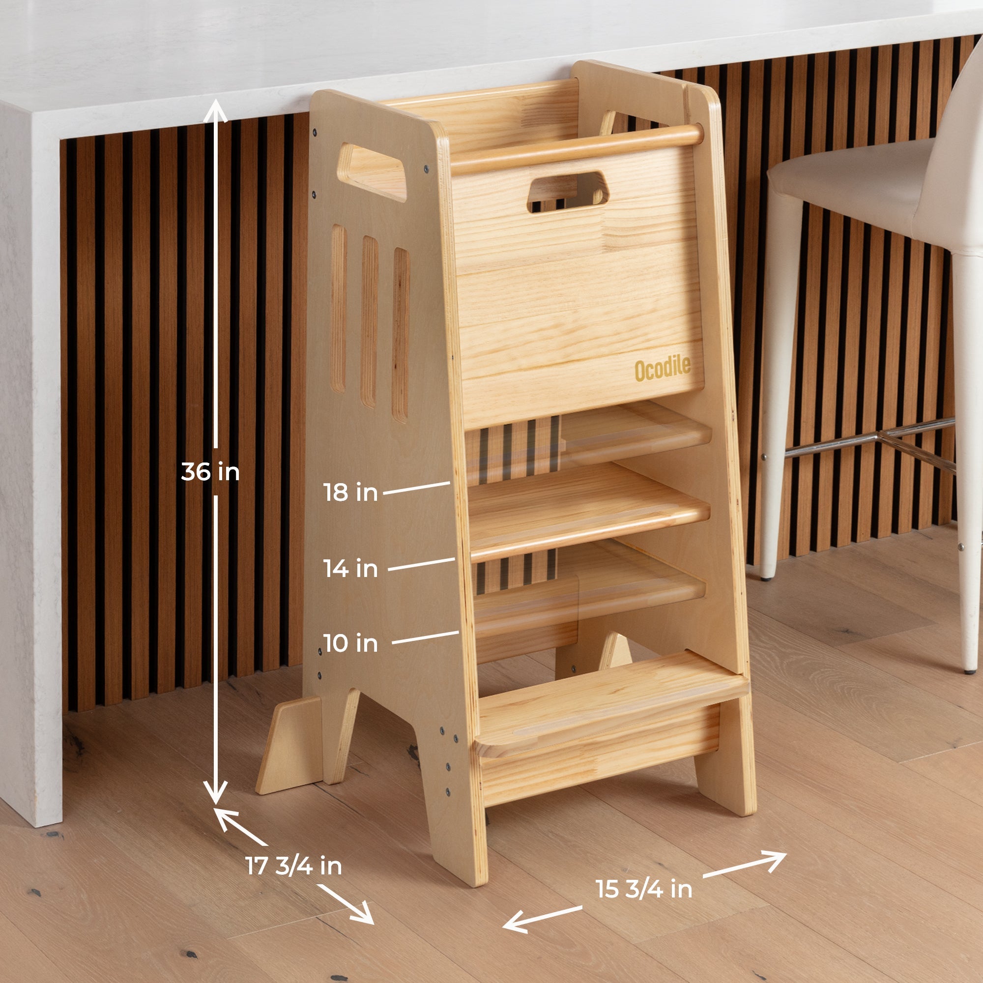 Standing Toddler Tower with Sliding Safety Door