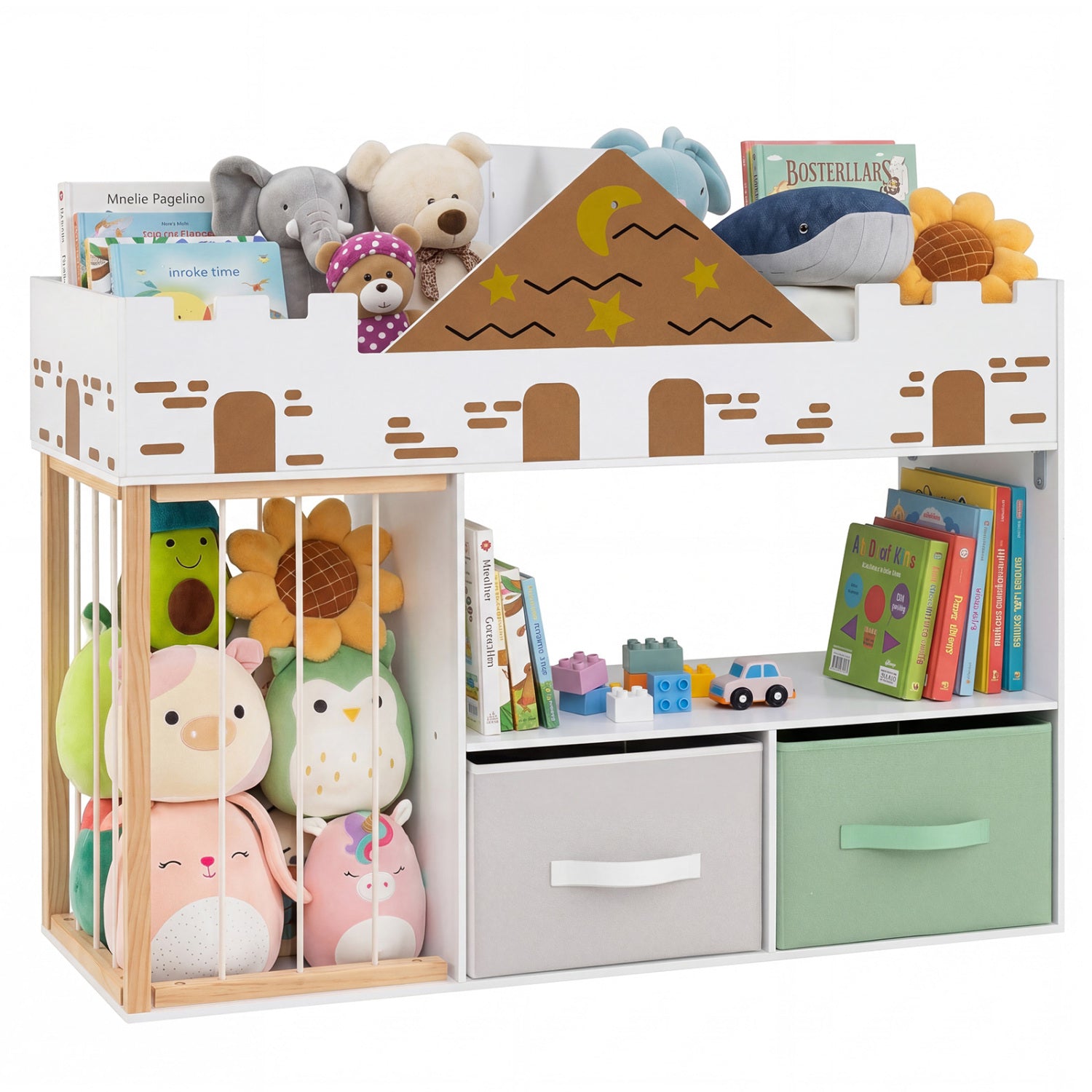 Kids Toy Storage Organizer with Stuffed Animal Holder