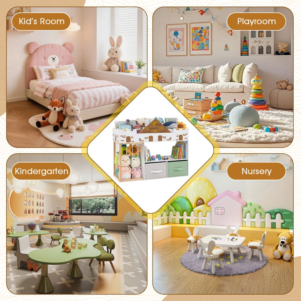 Kids Toy Storage Organizer with Stuffed Animal Holder
