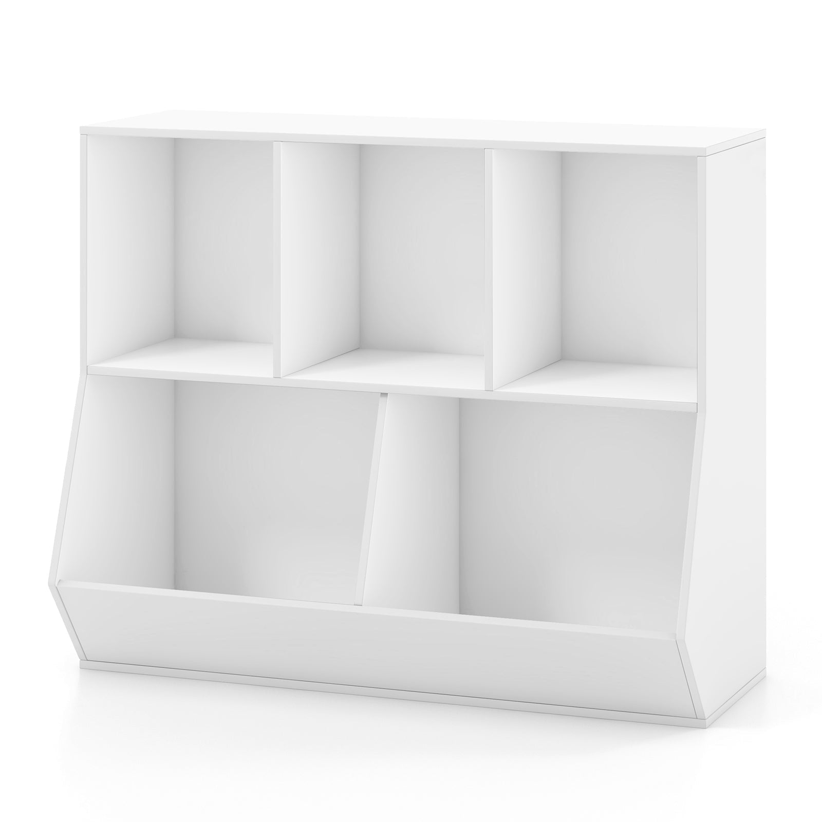 5-Cube Wooden Kids Toy Storage Organizer with Anti-Tipping Kits