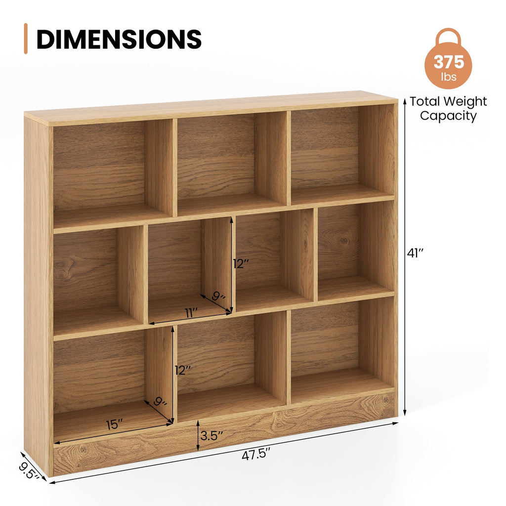 41 inches Wooden Toy Storage Organizer with 10 Cubes for Kids