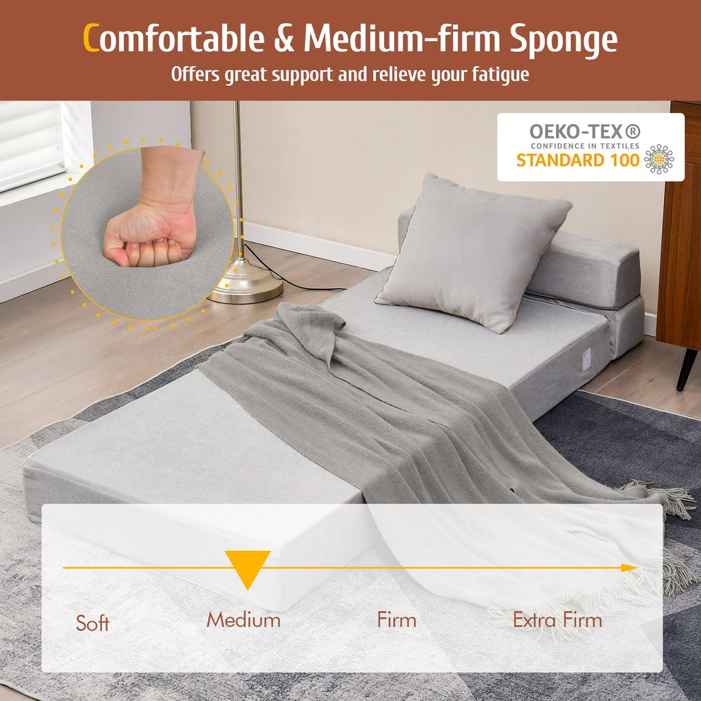 Tri-Fold Folding Chair Convertible Sleeper Bed