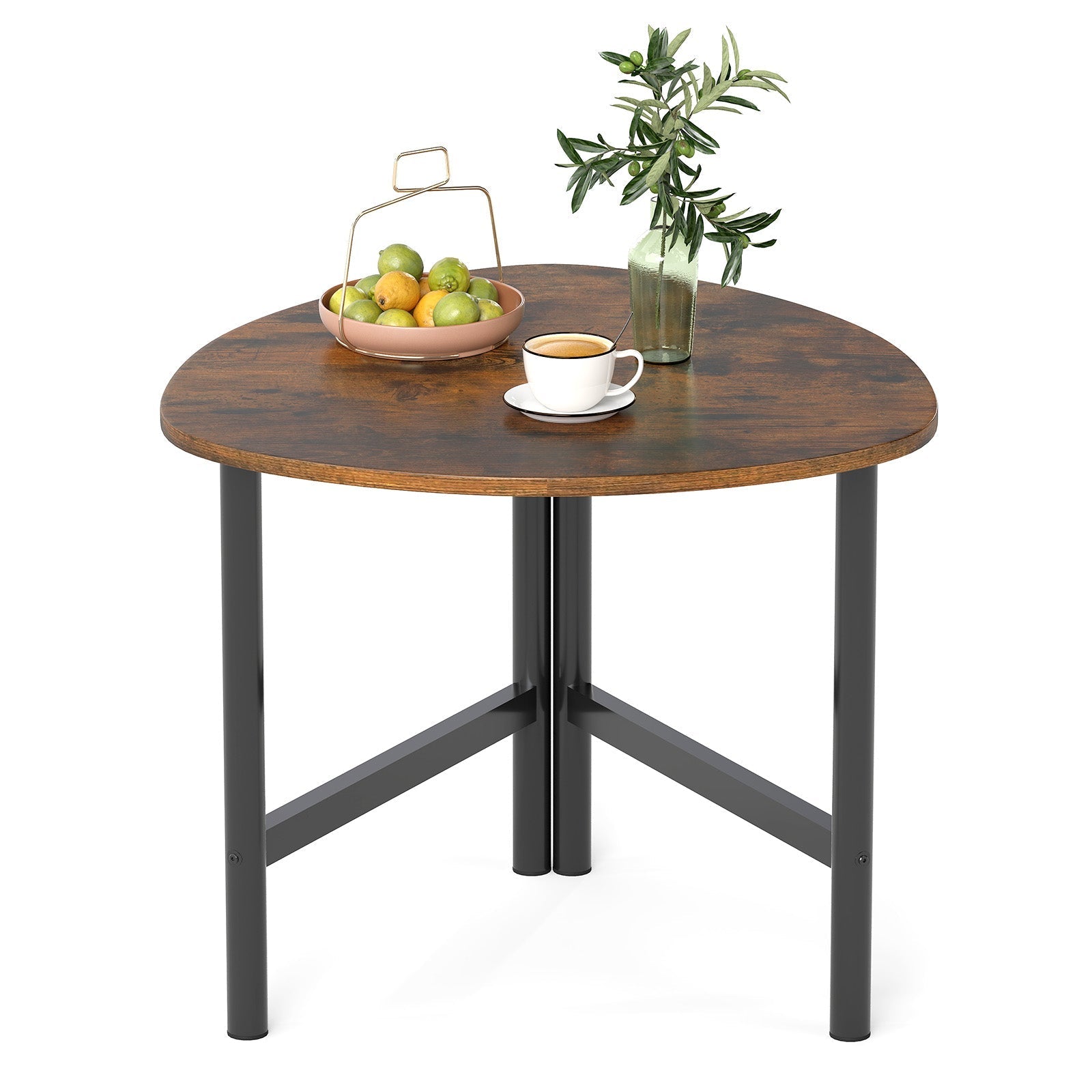 Triangle Coffee Table Oval Coffee Table with Metal Legs Industrial Center Table