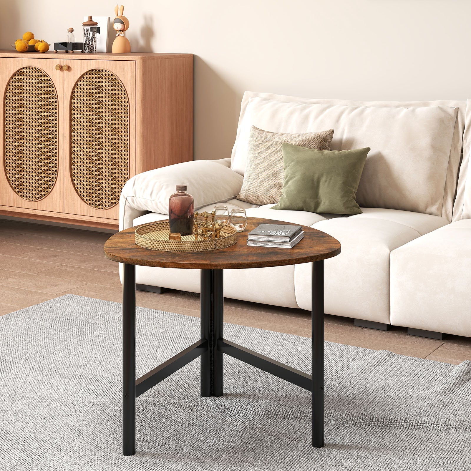 Triangle Coffee Table Oval Coffee Table with Metal Legs Industrial Center Table