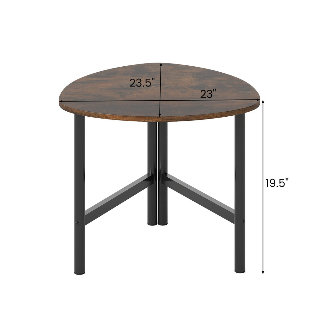 Triangle Coffee Table Oval Coffee Table with Metal Legs Industrial Center Table