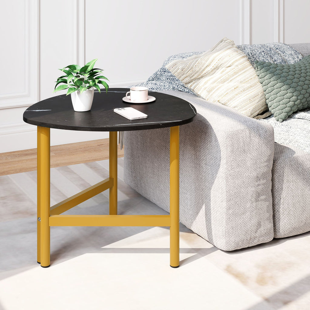 Triangle Coffee Table Oval Coffee Table with Metal Legs Industrial Center Table