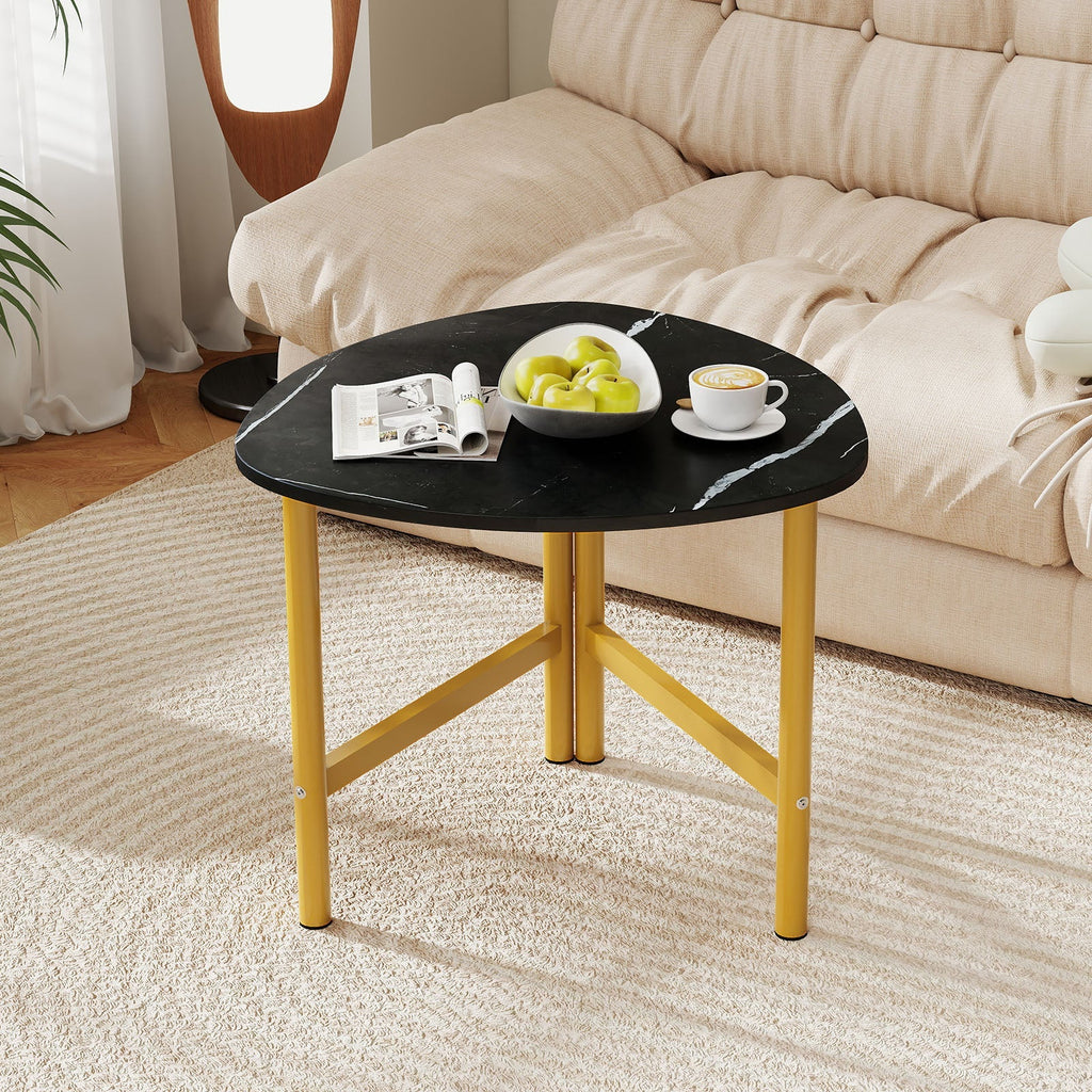 Triangle Coffee Table Oval Coffee Table with Metal Legs Industrial Center Table