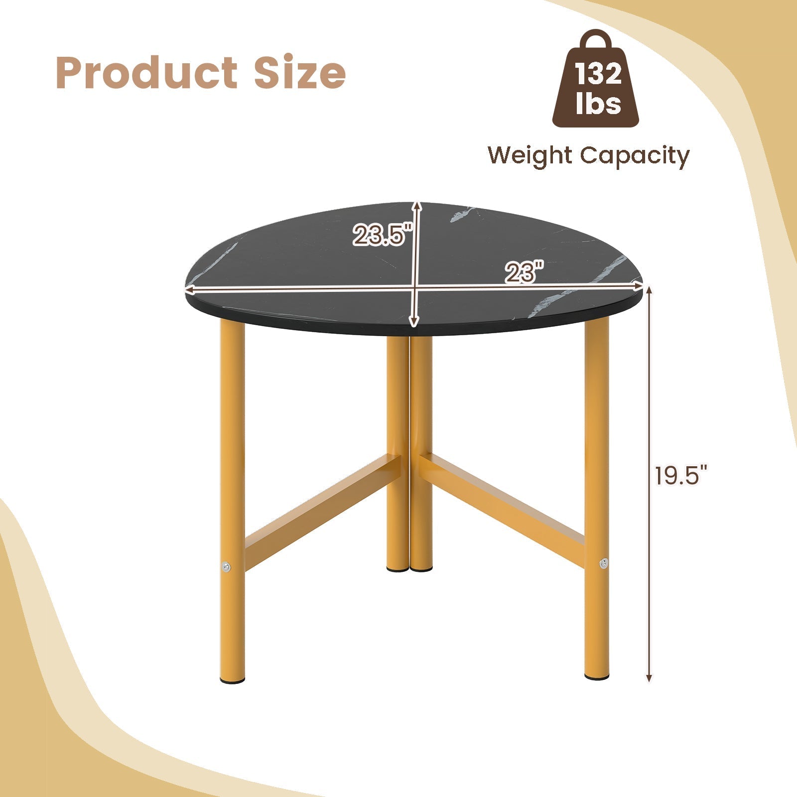 Triangle Coffee Table Oval Coffee Table with Metal Legs Industrial Center Table