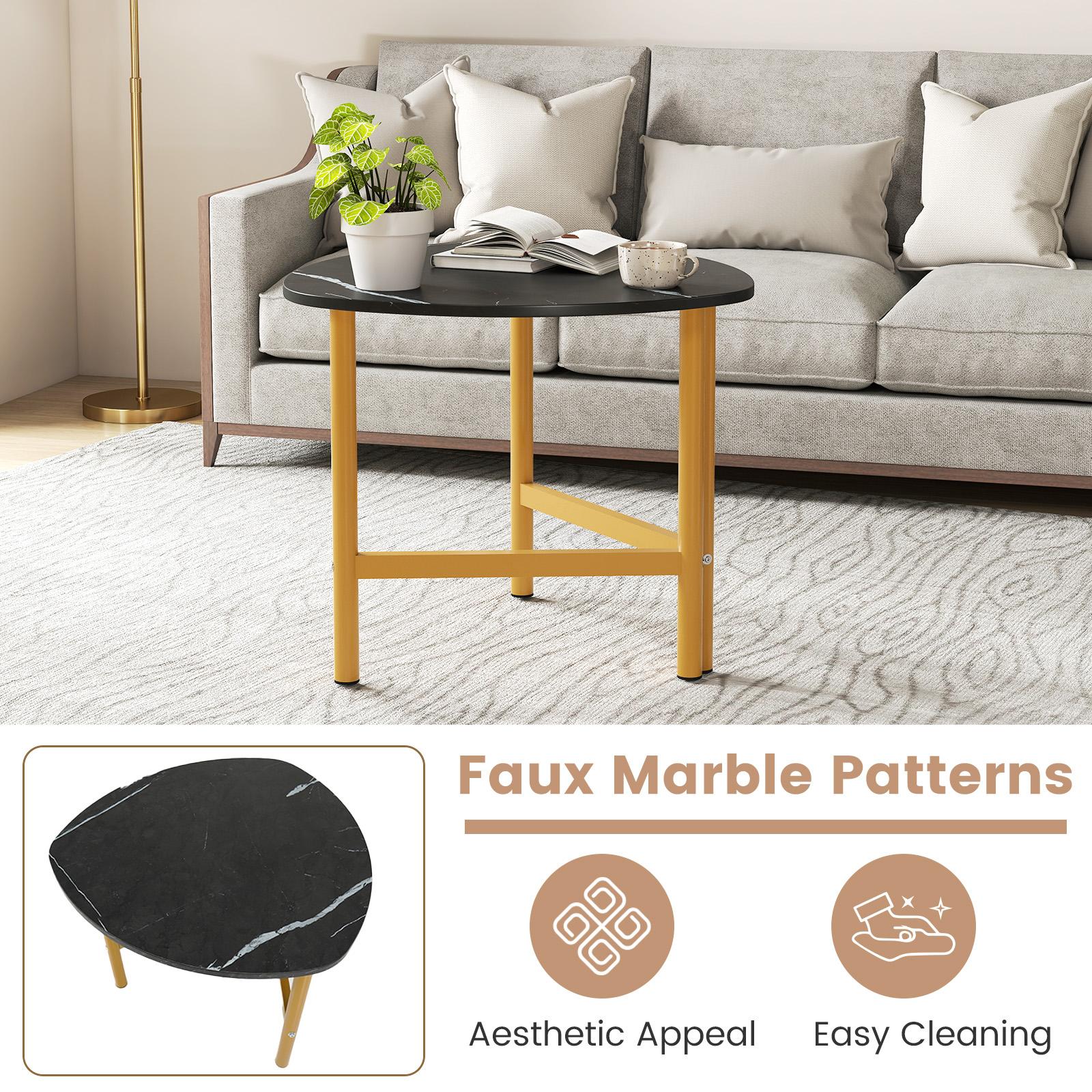 Triangle Coffee Table Oval Coffee Table with Metal Legs Industrial Center Table