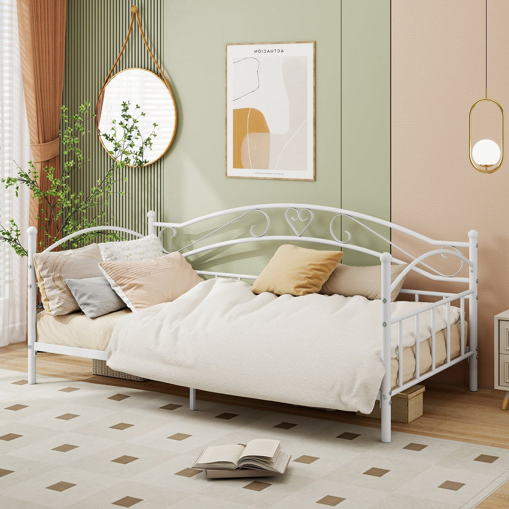 Twin Size Metal Daybed Frame with Headboard for Bedroom