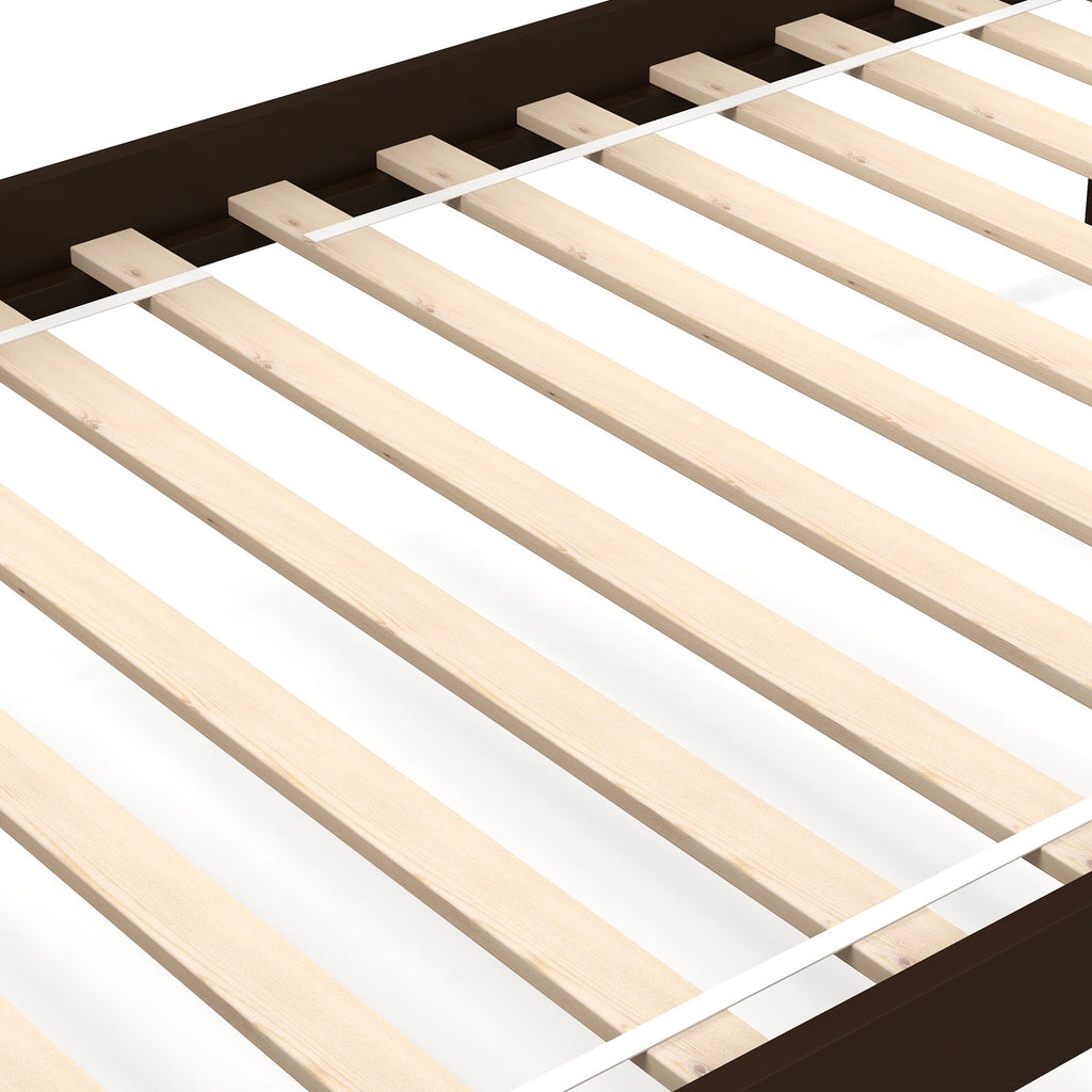 Solid Wood Twin Over Twin Bunk Bed Frame with High Guardrails and Integrated Ladder