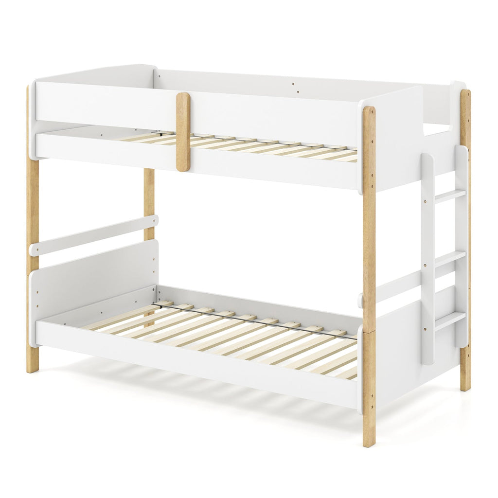 Twin Over Twin Bunk Bed with Convertible Design and Ladder