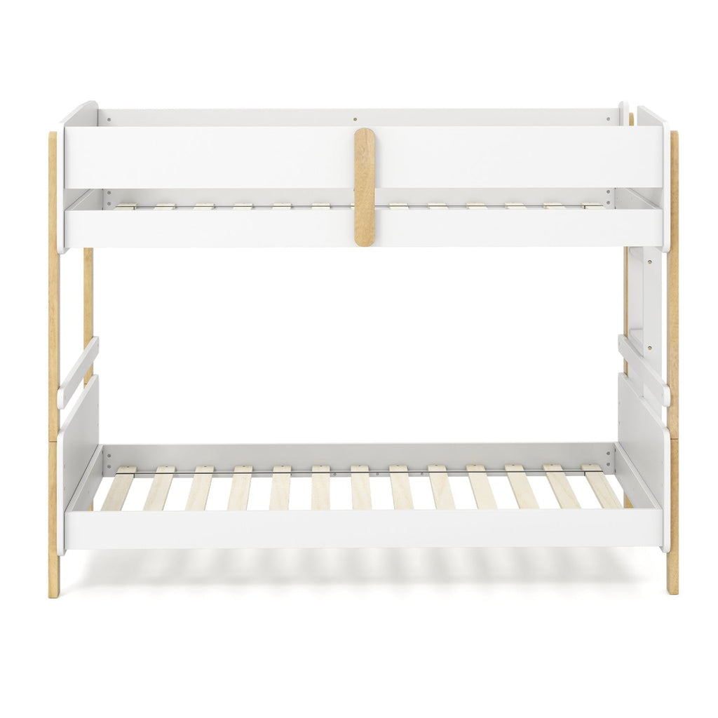 Twin Over Twin Bunk Bed with Convertible Design and Ladder
