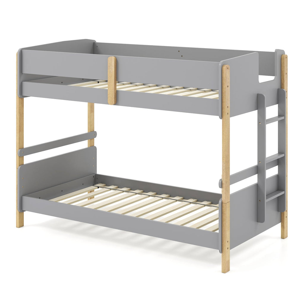 Twin Over Twin Bunk Bed with Convertible Design and Ladder