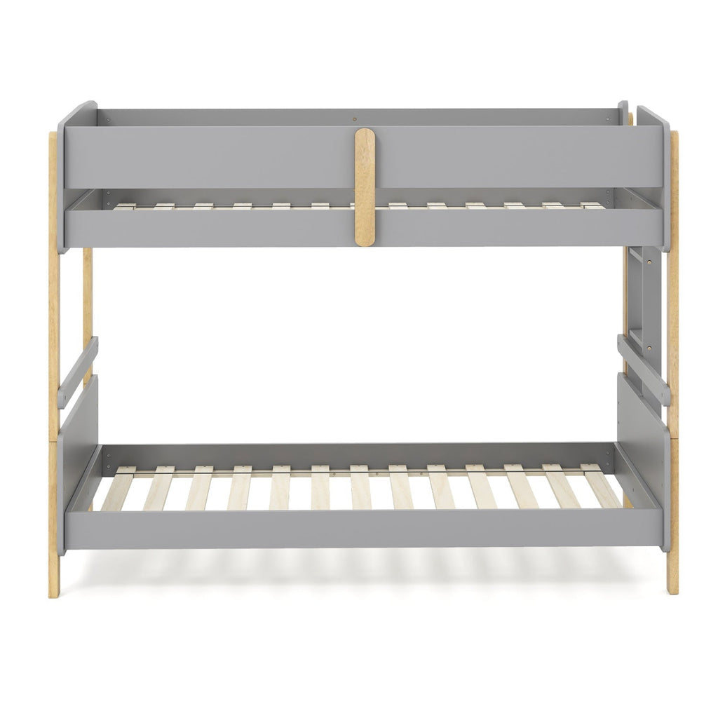 Twin Over Twin Bunk Bed with Convertible Design and Ladder