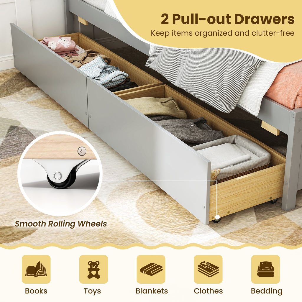 Twin Size Daybed with 2 Storage Drawers No Box Spring Needed