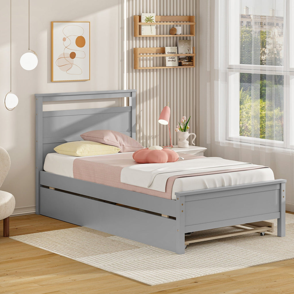Twin Size Wooden Bed Frame with 2 Drawers for Teens and Adults