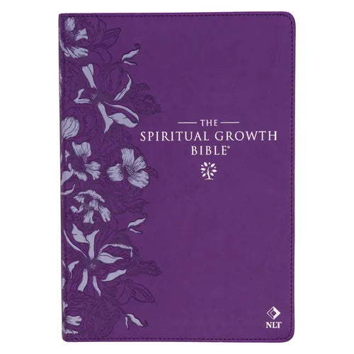 The Spiritual Growth Bible, Study Bible, NLT - New Living Translation Holy Bible, Faux Leather, Purple Debossed Floral - Leather