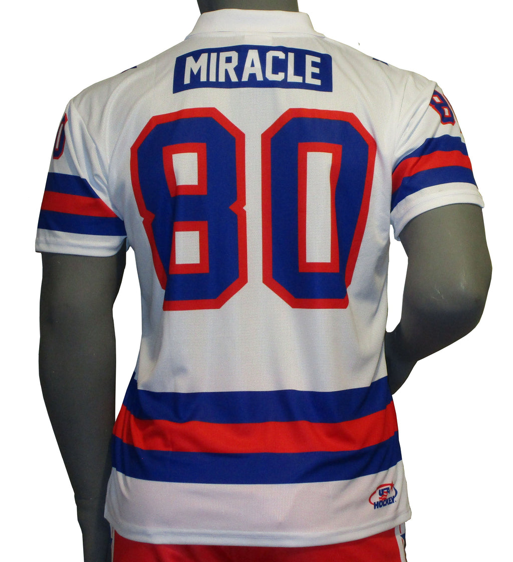 USA Hockey Officially Licensed Miracle on Ice 1980 Team Jersey White Polo-Adult