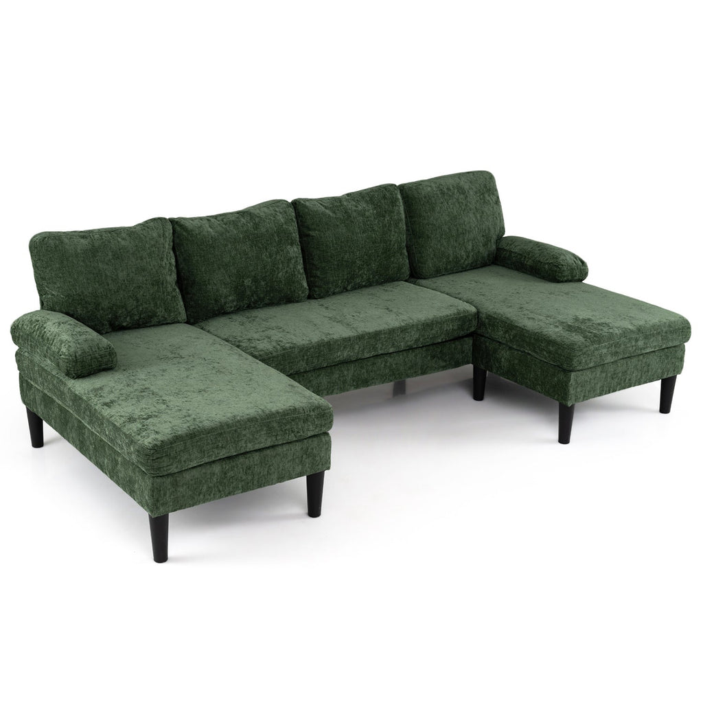 U-shaped Sectional Couch with Double Chaise for Living Room