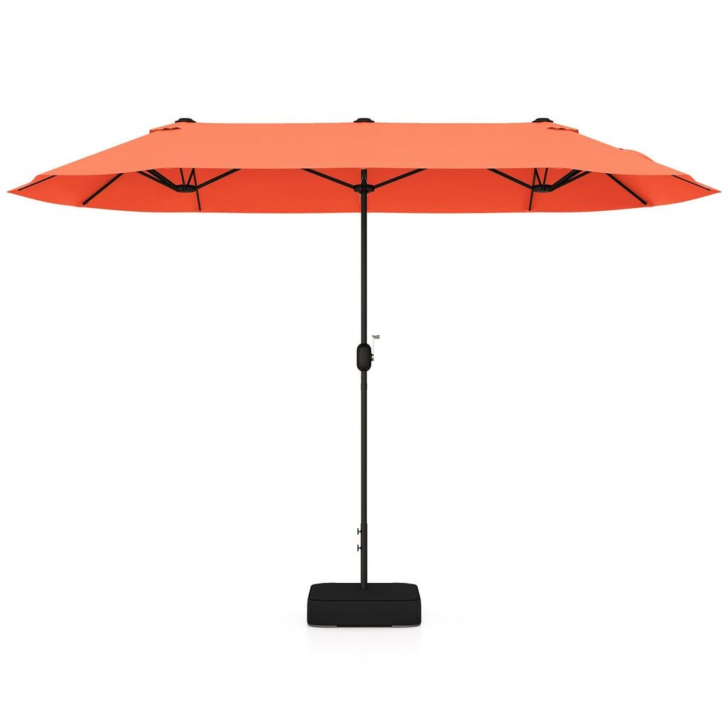 13FT Double-sided Patio Twin Table Umbrella with Crank Handle-Tan