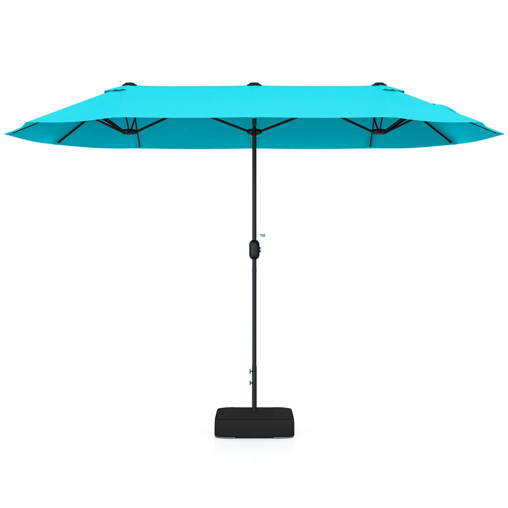 13FT Double-sided Patio Twin Table Umbrella with Crank Handle-Tan