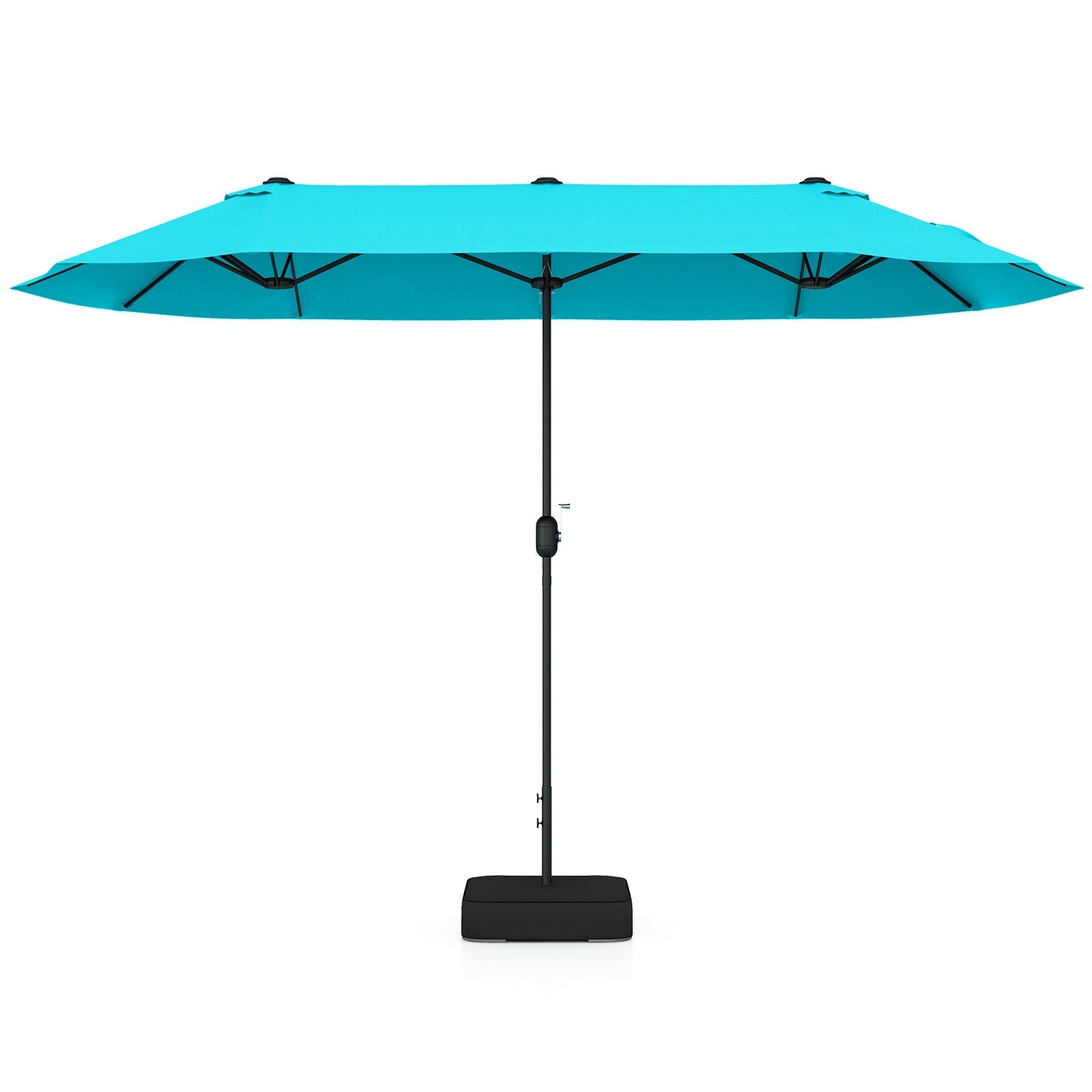 13FT Double-sided Patio Twin Table Umbrella with Crank Handle-Tan