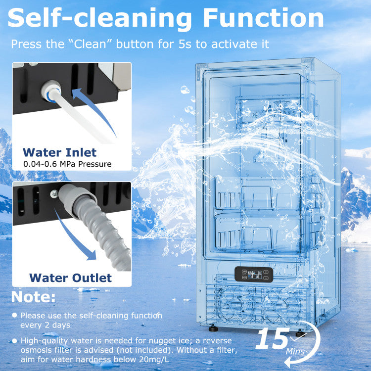 Under Counter Nugget Ice Maker with Timer & Self-Cleaning