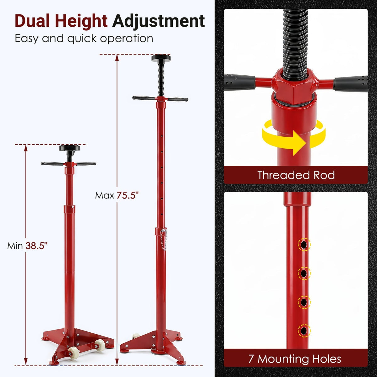 Underhoist Support Stand with Adjustable Height 38.5-75.5 Inch