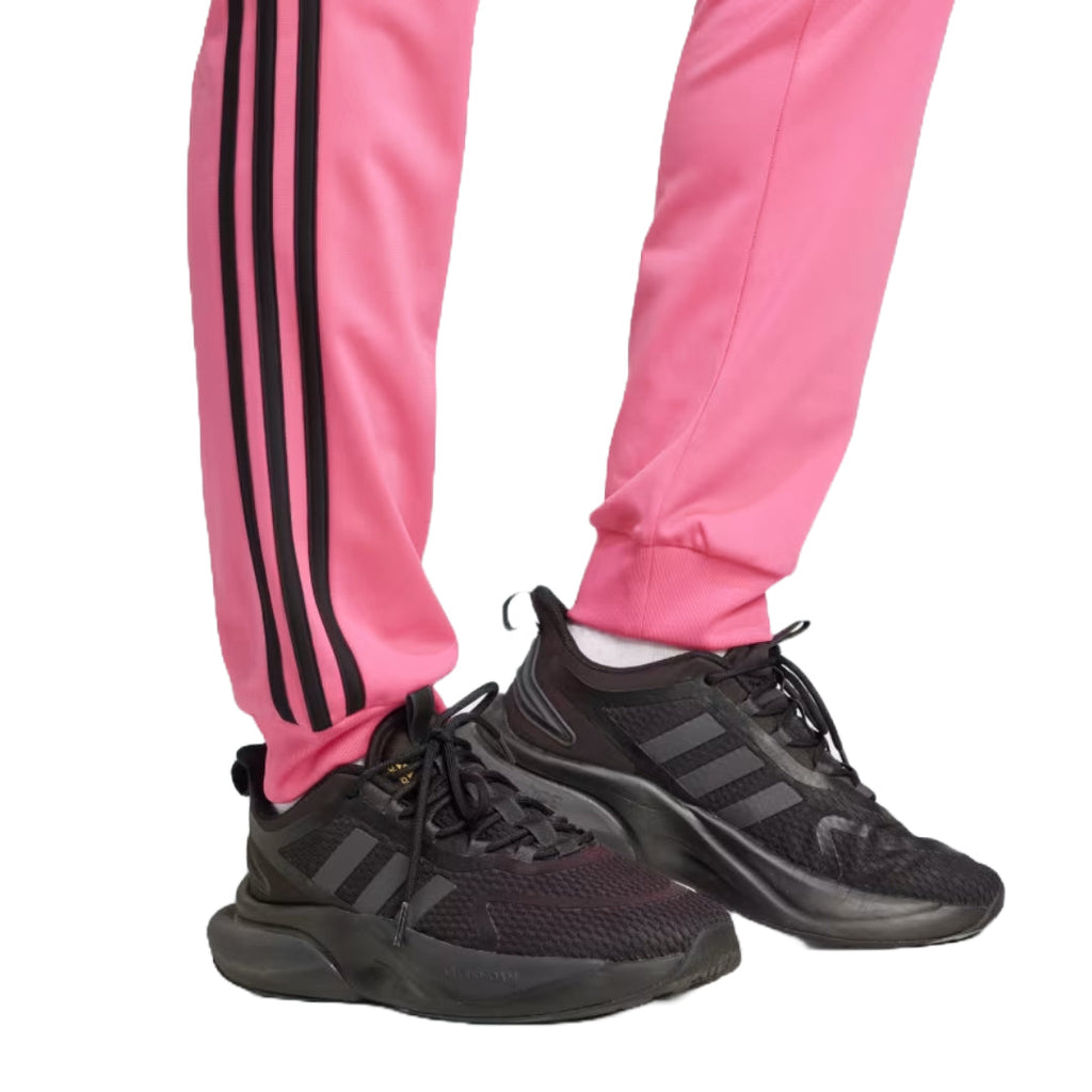adidas Women's Primegreen Essentials Warm-Up Slim Tapered 3-Stripies Track Pants - Pulse Magenta