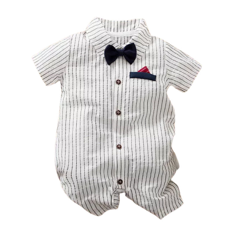 Baby Boy Striped Jumpsuit with Bow Tie