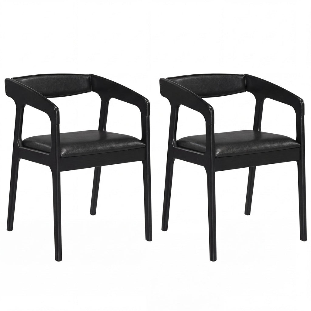 Upholstered Armchairs Set of 2 with Cozy Backrest and Padded Seat Cushion-Brown
