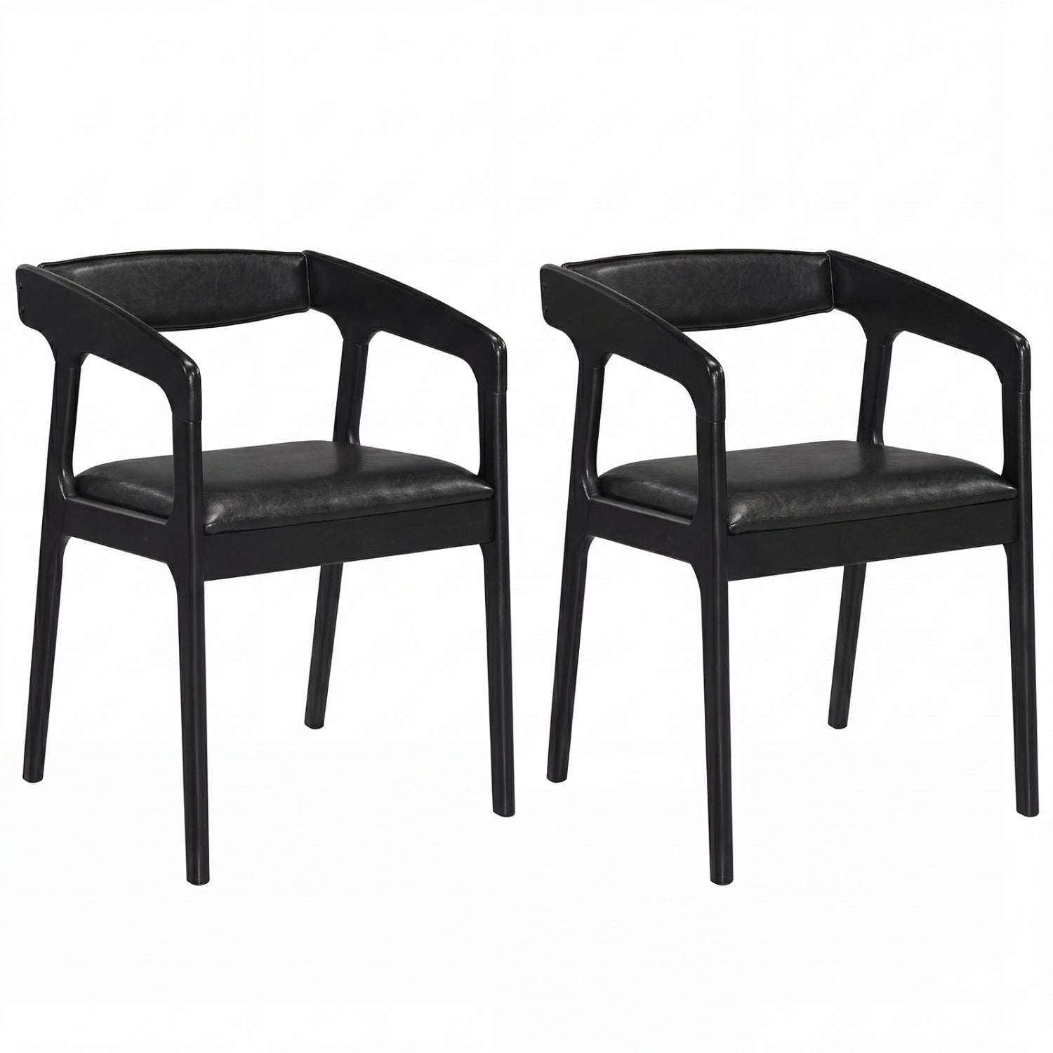 Upholstered Armchairs Set of 2 with Cozy Backrest and Padded Seat Cushion-Brown