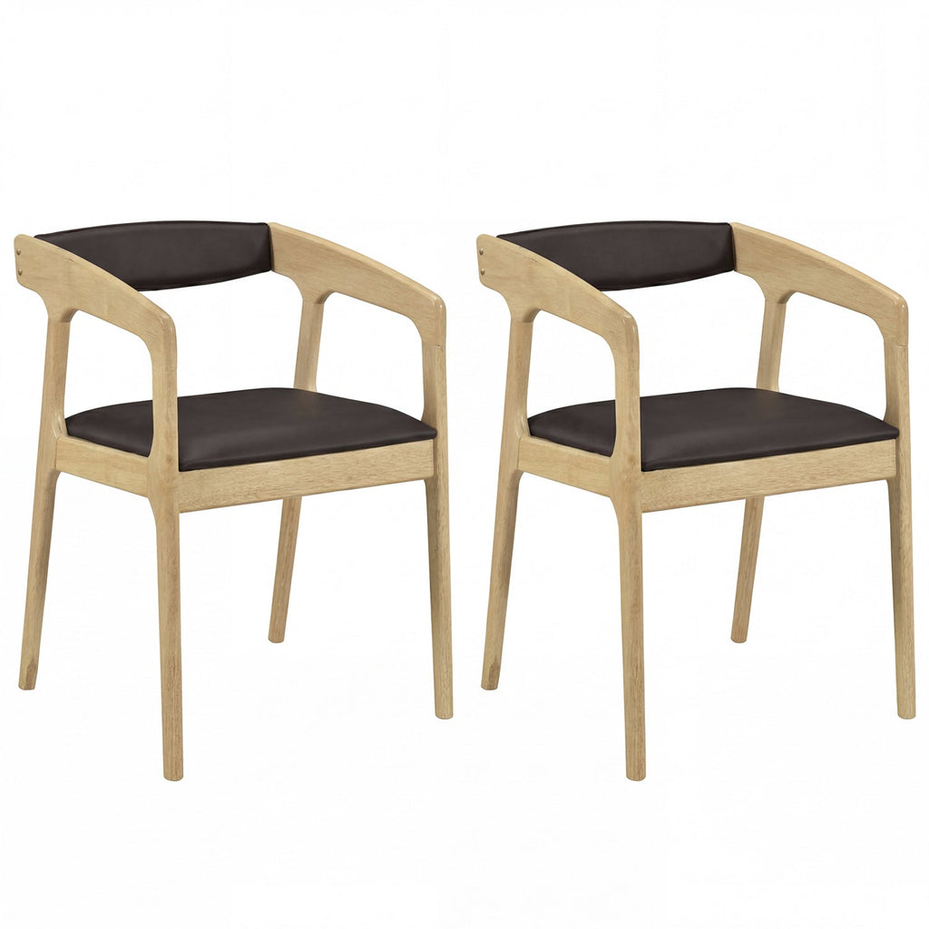 Upholstered Armchairs Set of 2 with Cozy Backrest and Padded Seat Cushion-Brown
