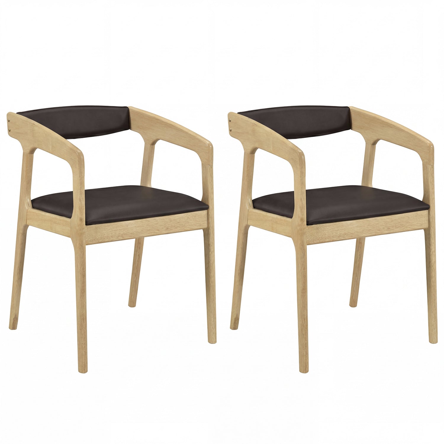 Upholstered Armchairs Set of 2 with Cozy Backrest and Padded Seat Cushion-Brown
