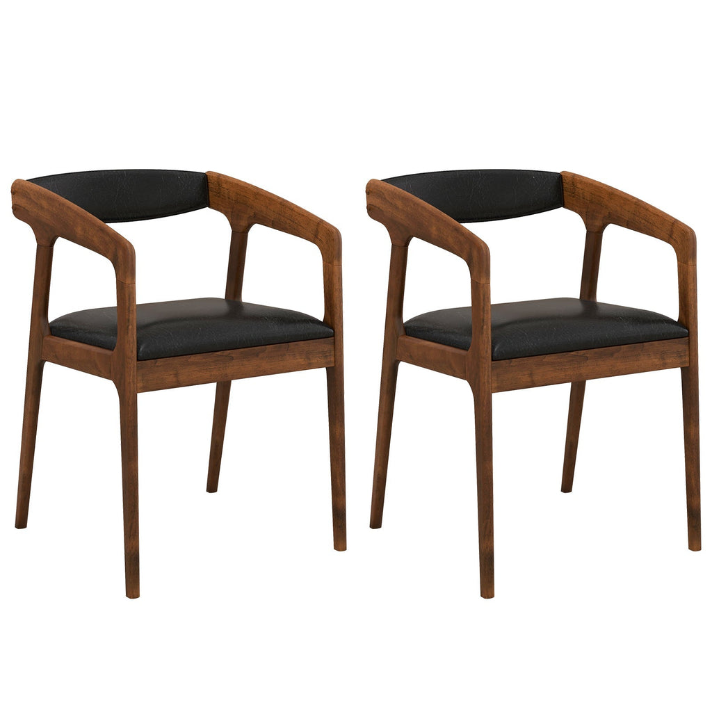 Upholstered Armchairs Set of 2 with Cozy Backrest and Padded Seat Cushion-Brown