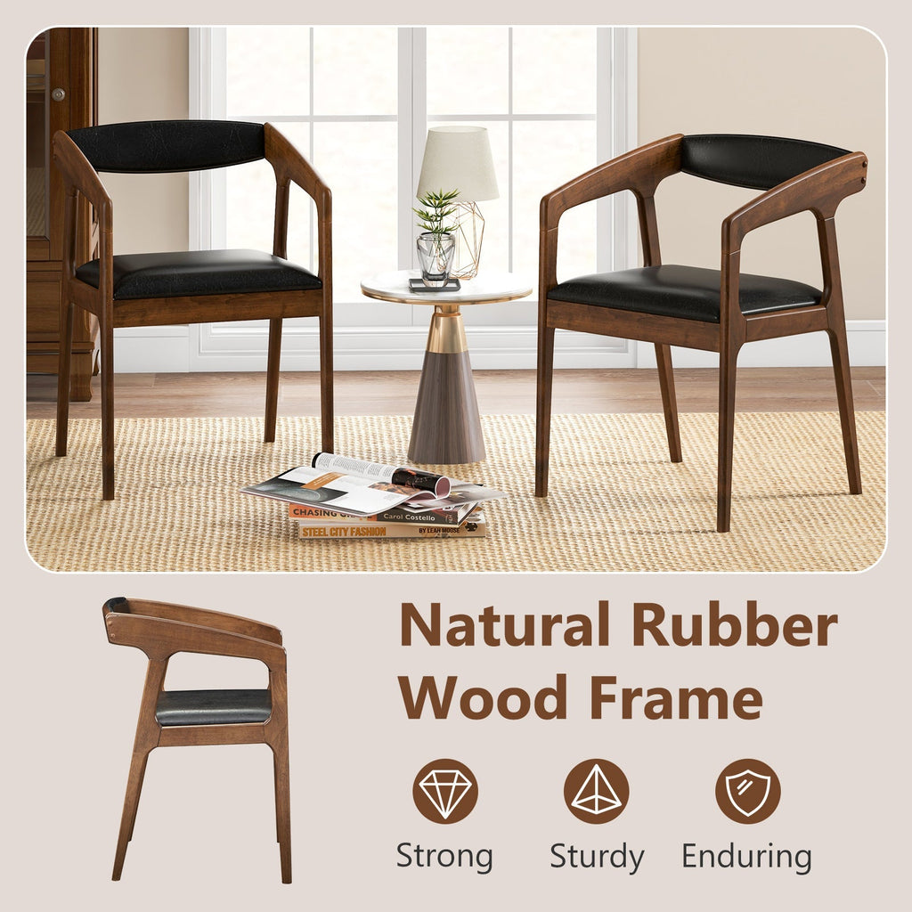 Upholstered Armchairs Set of 2 with Cozy Backrest and Padded Seat Cushion-Brown